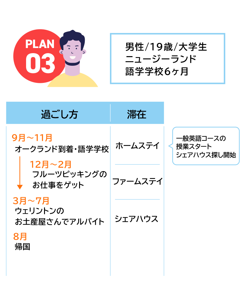 ワーキングホリデープラン例3